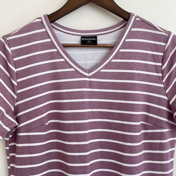 32 Degrees Stretch Knit Activewear Dress w/ Pockets Purple Stripe Size M - Picture 3 of 8